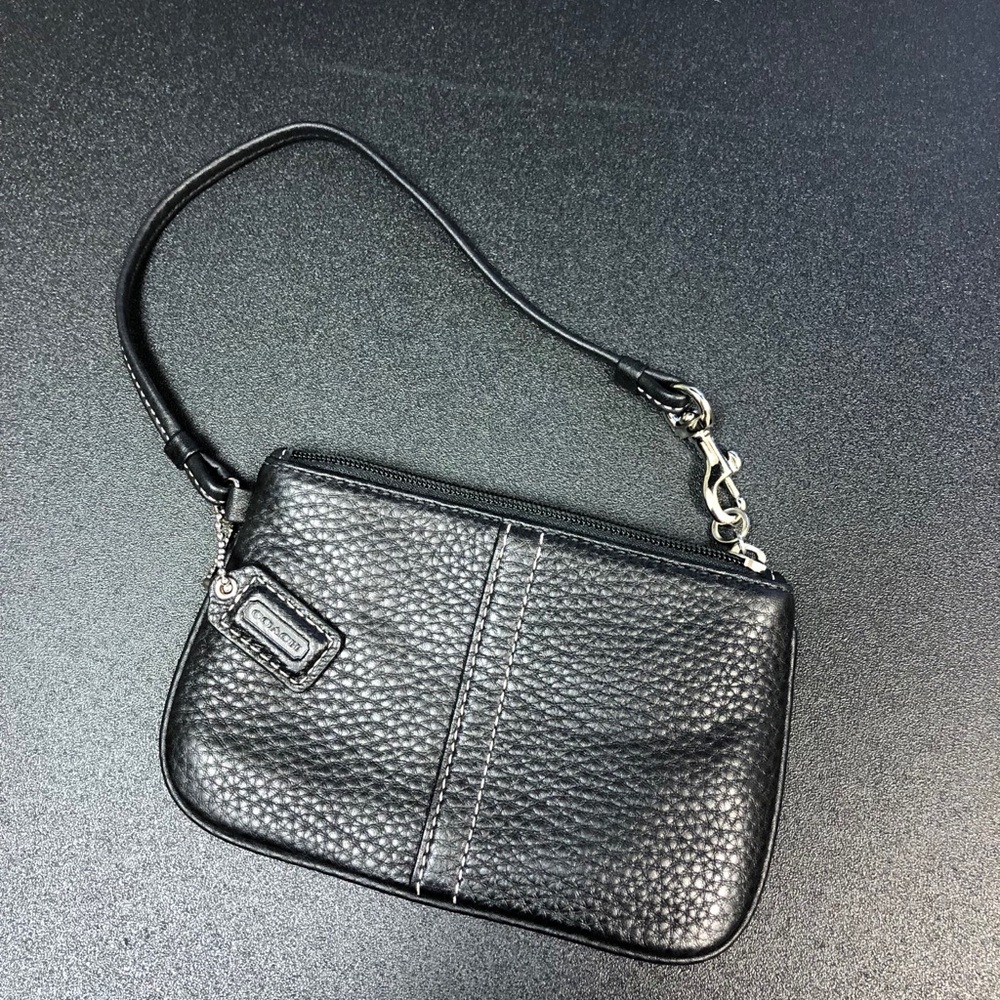 Coach Black Leather wristlet - like new